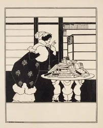 Frau in einer Buchhandlung, Entwurf für ein 